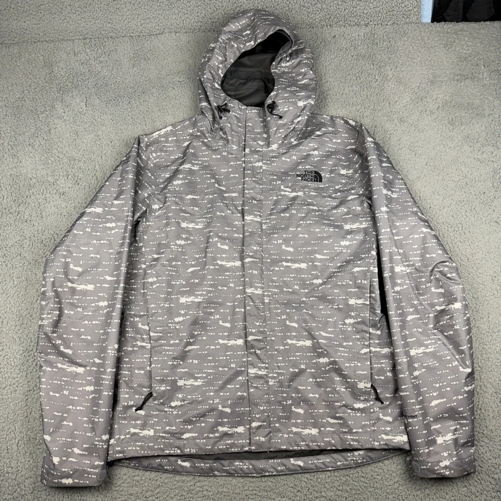 The North Face Venture JAcket Mens Medium DryVent Hooded White Gray